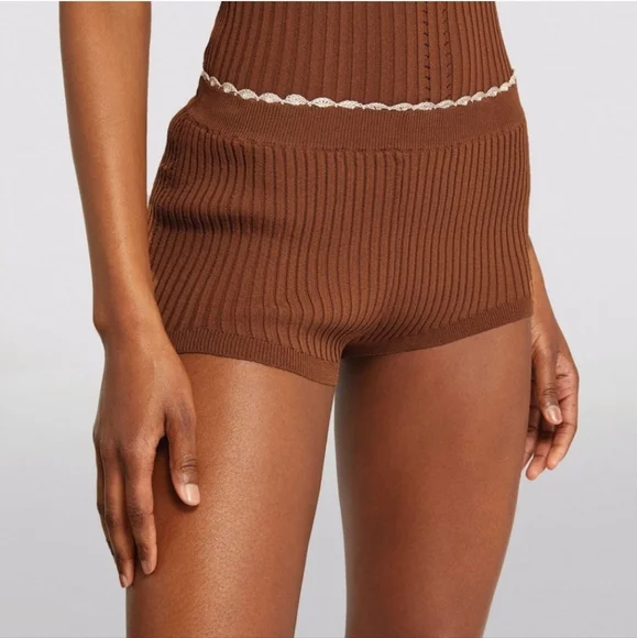 NWT ♡ SANDRO PARIS ♡ Ribbed Knit Lingerie Sleepwear Shorts SIZE 40 (MEDIUM) - Picture 1 of 16